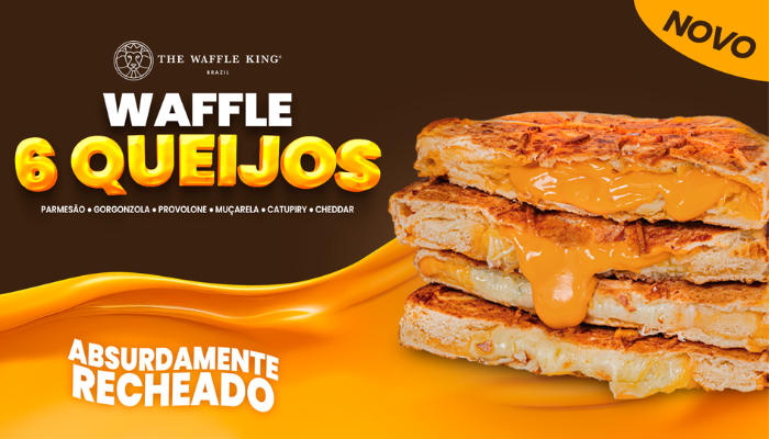 Novidade quentinha saindo da Wafleira: Waffle Salgado 6 queijos chegou!